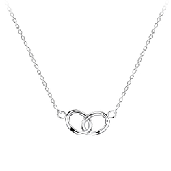 Silver Double Circle Necklace - 9173