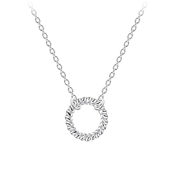 Silver Twisted Circle Necklace - 9175