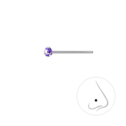 2mm Round Crystal Silver Nose Stud - 3317