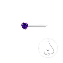 3mm Heart Cubic Zirconia Silver Nose Stud - Wholesale - 7184 3mm Heart Cubic Zirconia Silver Nose Stud - Wholesale - 7184