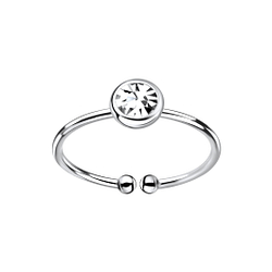 5mm Crystal Silver Open Ring - 9295 5mm Crystal Silver Open Ring - 9295