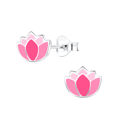 Silver Flower Stud Earrings - 9098