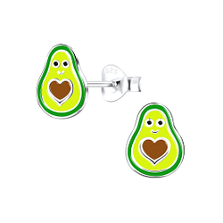 Silver Avocado Stud Earrings - 9316