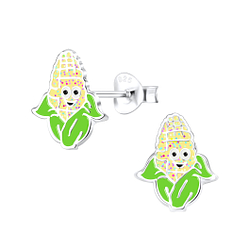 Silver Corn Stud Earrings - 9323