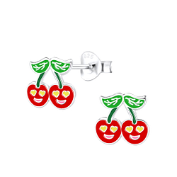 Silver Cherry Stud Earrings - 9100 Silver Cherry Stud Earrings - 9100