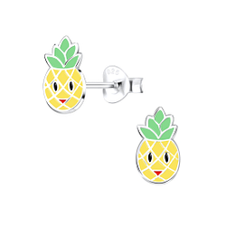 Silver Pineapple Stud Earrings - 9330