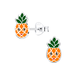 Silver Pineapple Stud Earrings - 9329