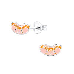 Silver Hot Dog Stud Earrings - 9336