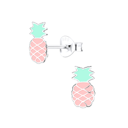 Silver Pineapple Stud Earrings - 9293