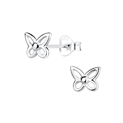 Silver Butterfly Stud Earrings - 5049