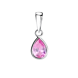6x8mm Pear Cubic Zirconia Silver Pendant - 9296