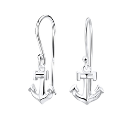 Silver Anchor Earrings - 9489