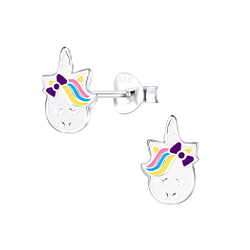 Silver Unicorn Stud Earrings - 9052