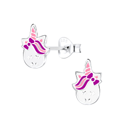 Silver Unicorn Stud Earrings - 9051