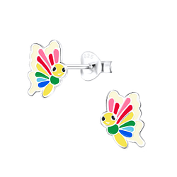 Silver Butterfly Stud Earrings - 9388