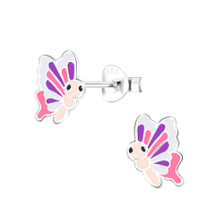 Silver Butterfly Stud Earrings - 9386