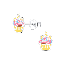 Silver Cupcake Stud Earrings - 9394