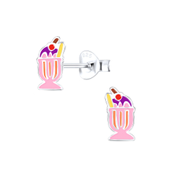 Silver Ice Cream Stud Earrings - 9399