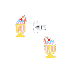Silver Ice Cream Stud Earrings - 9400