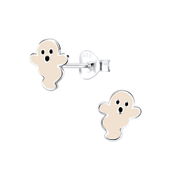 Silver Ghost Stud Earrings - Wholesale - 9340