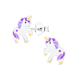 Silver Unicorn Stud Earrings - 9417