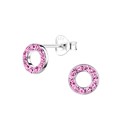 Silver Round Stud Earrings - 8922