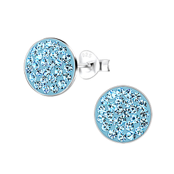 Silver Round Stud Earrings - 8902