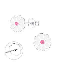 Silver Daisy Stud Earrings - 9503