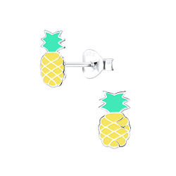 Silver Pineapple Stud Earrings - 9425