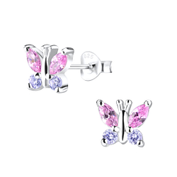 Silver Butterfly Stud Earrings - 9458