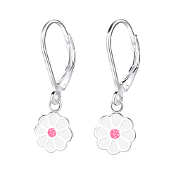 Silver Daisy Lever Back Earrings - 9506 Silver Daisy Lever Back Earrings - 9506