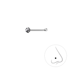 2mm Round Crystal Silver Nose Stud With Ball - Wholesale - 3318 2mm Round Crystal Silver Nose Stud With Ball - Wholesale - 3318