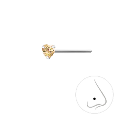 3mm Heart Cubic Zirconia Silver Nose Stud - Wholesale - 7184