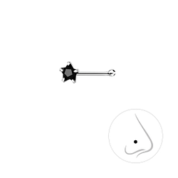 3mm Star Cubic Zirconia Silver Nose Stud With Ball - 8825