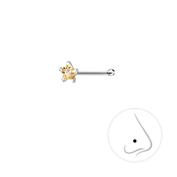 3mm Star Cubic Zirconia Silver Nose Stud With Ball - 8825