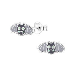 Silver Bat Stud Earrings - 9586