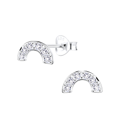 Silver Rainbow Cubic Zirconia Stud Earrings - 9606