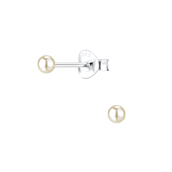 3mm Pearl Silver Stud Earrings - 7404