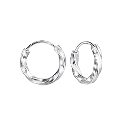 13mm Silver Twist Hoop Earrings - 16402