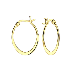 Silver French Lock Hoop Earrings - 9520