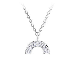Silver Rainbow Cubic Zirconia Necklace - 9607