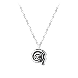 Silver Spiral Shell Necklace - 8587