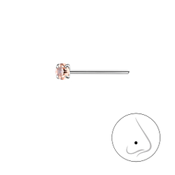 2.5mm Round Crystal Silver Nose Stud - Wholesale - 8828