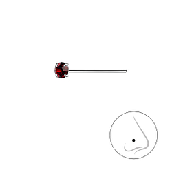 2.5mm Round Crystal Silver Nose Stud - 8828