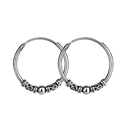 18mm Silver Bali Hoop Earrings - 20978 18mm Silver Bali Hoop Earrings - 20978
