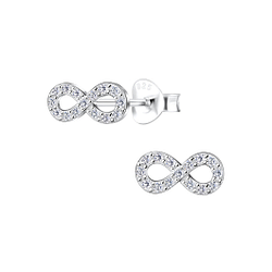 Silver Infinity Stud Earrings - 9682 Silver Infinity Stud Earrings - 9682