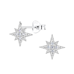 Silver Starburst Stud Earrings - Wholesale - 9554 Silver Starburst Stud Earrings - Wholesale - 9554