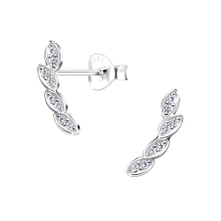 Silver Leaf Stud Earrings - 9557