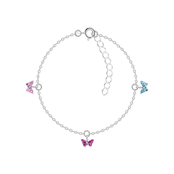 Silver Butterfly Crystal Bracelet - 9962
