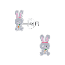 Silver Rabbit Stud Earrings - 9797